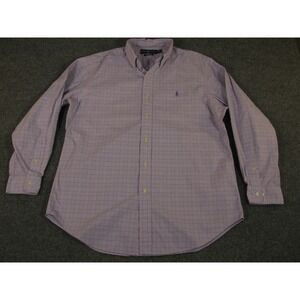 Ralph Lauren Classic Fit Purple Plaid Button Down Shirt Men 16‎ 32/33 #2279